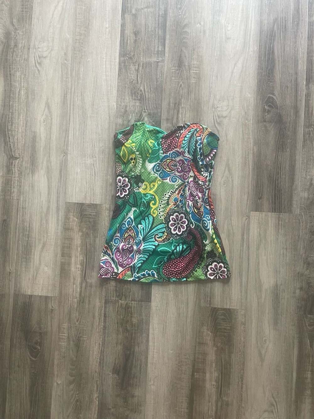 Backstage Made in California Paisley Floral Strapless Tankini Top